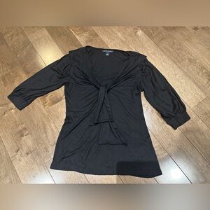 Banana Republic Womens Classic Black Vneck lightweight tie blouse